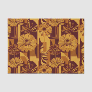 Papel De Seda Patrón floral geométrico de otoño moderno