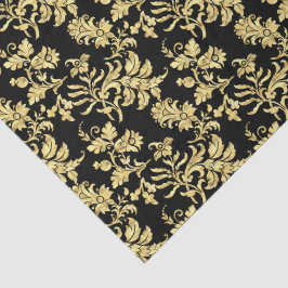 Papel De Seda Patrón floral gótico de negro y oro