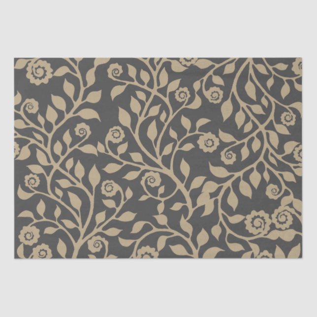 Papel De Seda Patrón floral grisáceo y beige agradable sencillo (Anverso)