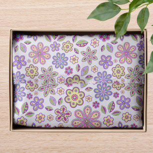 Papel De Seda Patrón floral hippie moderno   Botánico
