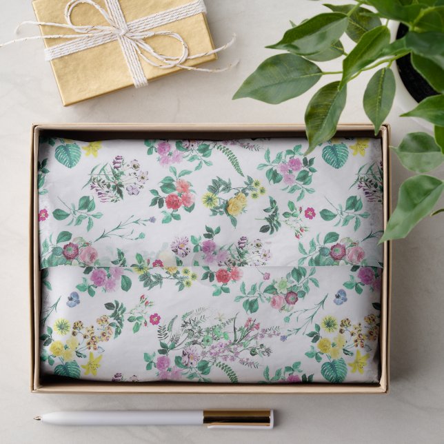 Papel De Seda Patrón floral ligero y bonito (Regalo )