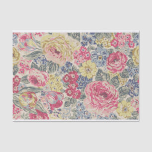 Papel De Seda Patrón floral lustrado retro colorido