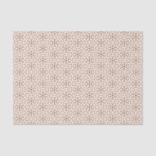 Papel De Seda Patrón floral marrón y blanco (Anverso)