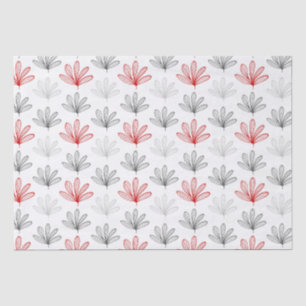 Papel De Seda Patrón floral moderno rojo y gris