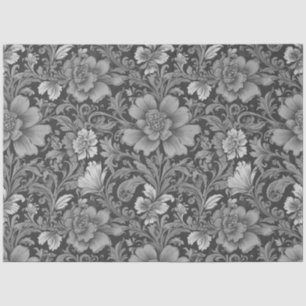 Papel De Seda Patrón floral monocromo vintage