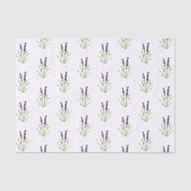 Papel De Seda Patrón floral morado de flor de lavanda francés (Anverso)