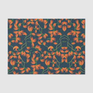Papel De Seda Patrón floral naranja fluido