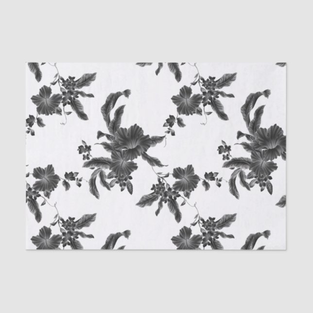 Papel De Seda Patrón floral negro vintage (Anverso)