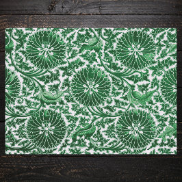 Papel De Seda Patrón floral ornamental verde vintage
