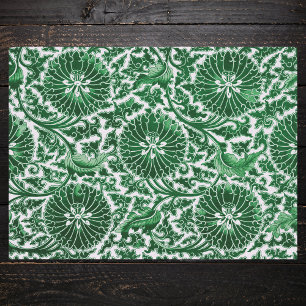 Papel De Seda Patrón floral ornamental verde vintage