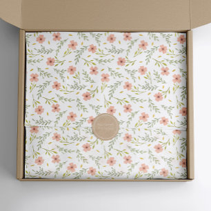 Papel De Seda Patrón floral pastel de acuarela delicado y femeni