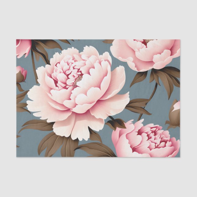 Papel De Seda Patrón floral peony vintage (Anverso)
