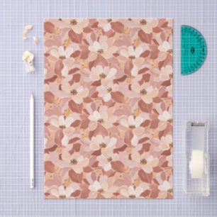 Papel De Seda Patrón Floral Pintado Marrón Terroso