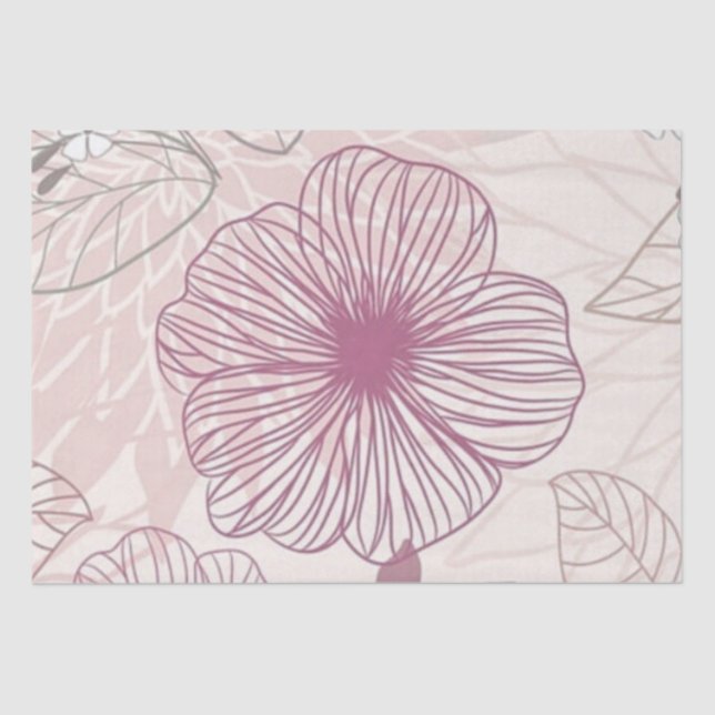 Papel De Seda patrón floral púrpura (Anverso)