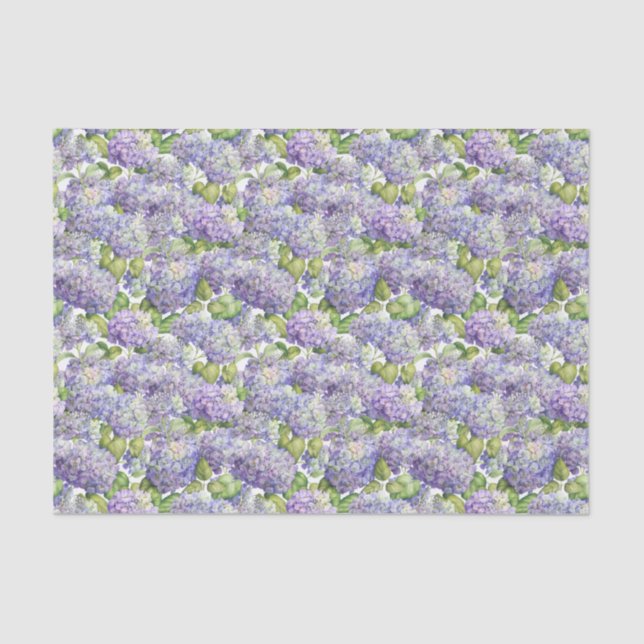 Papel De Seda Patrón floral púrpura vintado Hydrangea (Anverso)
