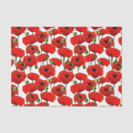 Papel De Seda Patrón floral Red Poppies