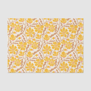 Papel De Seda Patrón floral retro amarillo