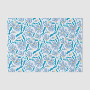 Papel De Seda Patrón floral retro azul