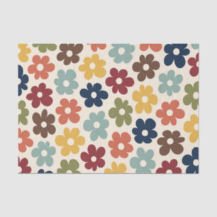Papel De Seda Patrón floral retro colorido