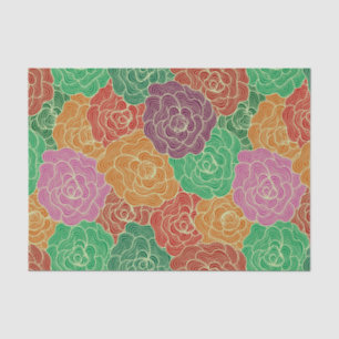 Papel De Seda Patrón floral retro con estilo colorido