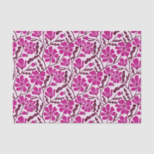 Papel De Seda Patrón floral retro magenta