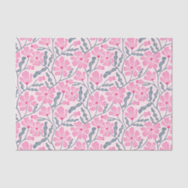 Papel De Seda Patrón floral retro rosado