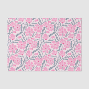 Papel De Seda Patrón floral retro rosado