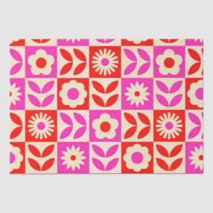 Papel De Seda Patrón floral retro vibrante