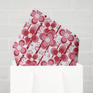 Papel De Seda Patrón floral rojo y blanco
