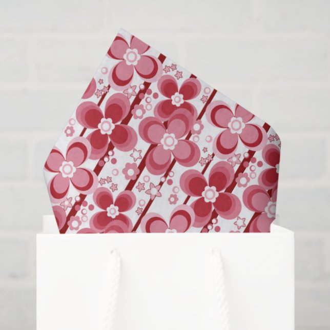Papel De Seda Patrón floral rojo y blanco (Bolsa de regalo)