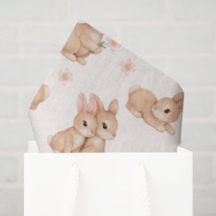Papel De Seda Patrón Floral Rosa Conejo Dulce