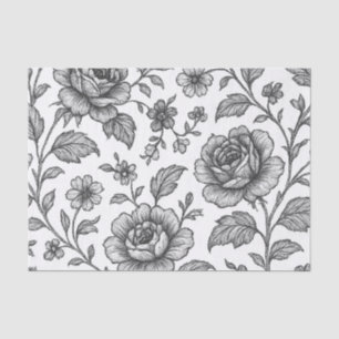 Papel De Seda Patrón floral Rosa de época