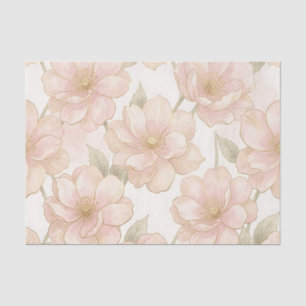Papel De Seda Patrón floral rosa dorado