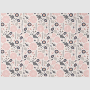 Papel De Seda Patrón floral Rosa Gris Negro