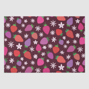 Papel De Seda Patrón floral rosa rojo morado fresa 
