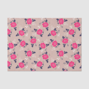 Papel De Seda Patrón floral Shabby Chic Beige-Rosa