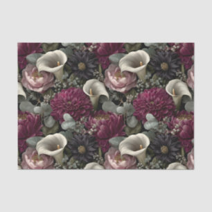Papel De Seda Patrón floral temperamental con dalias y lirios de