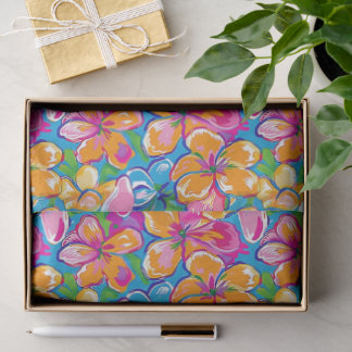 Papel De Seda Patrón Floral Tropical Colorido