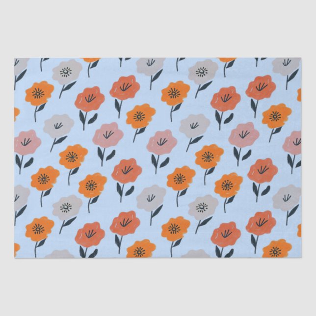 Papel De Seda Patrón floral vibrante (Anverso)