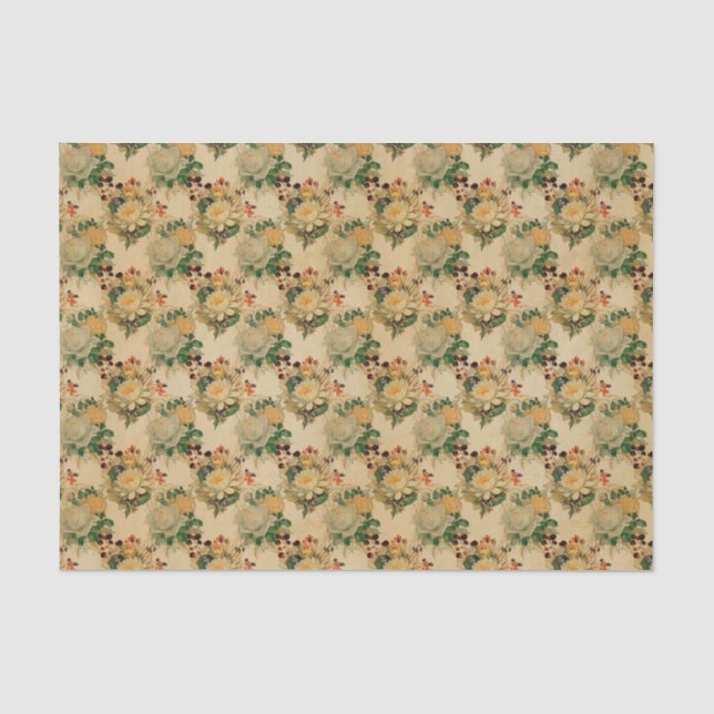 Papel De Seda Patrón floral vintage (Anverso)