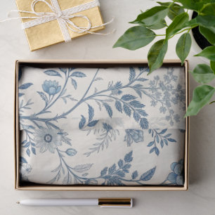 Papel De Seda Patrón Floral Vintage Azul