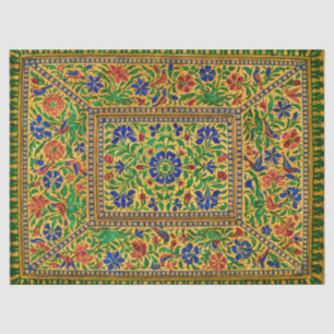 Papel De Seda Patrón Floral Vintage colorido con aves