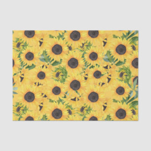Papel De Seda Patrón floral vintage de girasol ruso