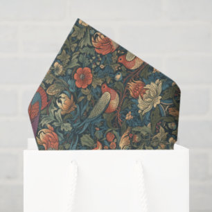 Papel De Seda Patrón Floral Vintage de William Morris con Hojas 
