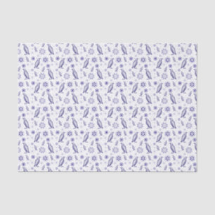 Papel De Seda Patrón fluido de aves azules y flores