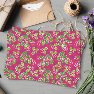 Papel De Seda Patrón Foliage de Cranberry Festial, Fuchsia