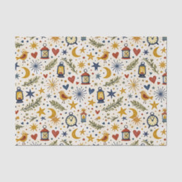 Papel De Seda Patrón Folk de Linterna Estrellada
