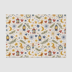 Papel De Seda Patrón Folk de Linterna Estrellada