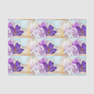 Papel De Seda Patrón fotográfico de un crocus de primavera púrpu