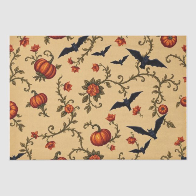 Papel De Seda Patrón francés medieval de Halloween (Anverso)